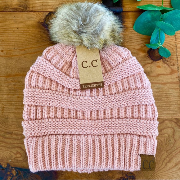 CC Boutique Accessories - 💗LAST ONE💗 Indie Pink CC Faux Fur Pom Beanie